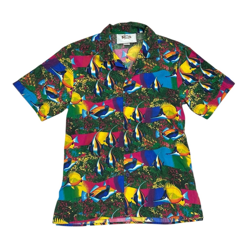 Knott’s Berry Farm Vintage 90s Tropical Fish Button Up Shirt Adult Small